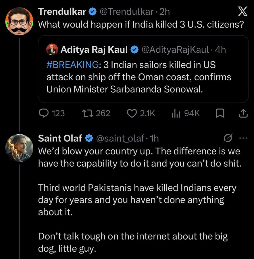 IndicWanderer's tweet photo. @AadiAchint Am sorry but @BSF_India should put away this lovey-dovey approach in pushing back Bangladeshi illegals even as fencing work might be in progress.

While I don't agree with this👇 in entirety, we always can do better.

USA hits were cold-blooded murder of Indian sailors-period. https://t.co/oOBUINvPPE