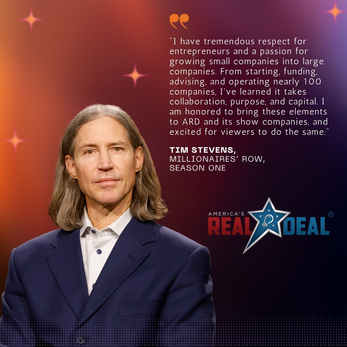 ardtvshow's tweet photo. Why apply to be on Millionaires Row for Season Two of America's Real Deal?

Millionaires Row offers accredited investors and business leaders a front-row seat to discover innovative entrepreneurs, evaluate emerging opportunities, and connect with a powerful network of founders and fellow investors. It's more than a seat on a TV show, it's a chance to help shape the next generation of business success while gaining national exposure and access to exciting investment opportunities. Apply Now - https://t.co/npsa3Gn7WJ