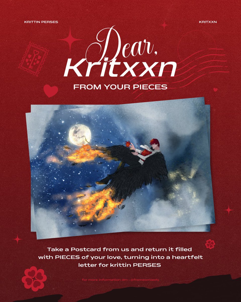 frameOmieOly's tweet photo. #DearKritxxn0907 for #KRITTIN_PERSES

take a postcard from us 
and return it filled with “PIECES” 
of your love ,  
turning into a heartfelt letter 
for “krittin PERSES” 🍀

———— love from your PIECES 💘 https://t.co/frmkCQfqJ2