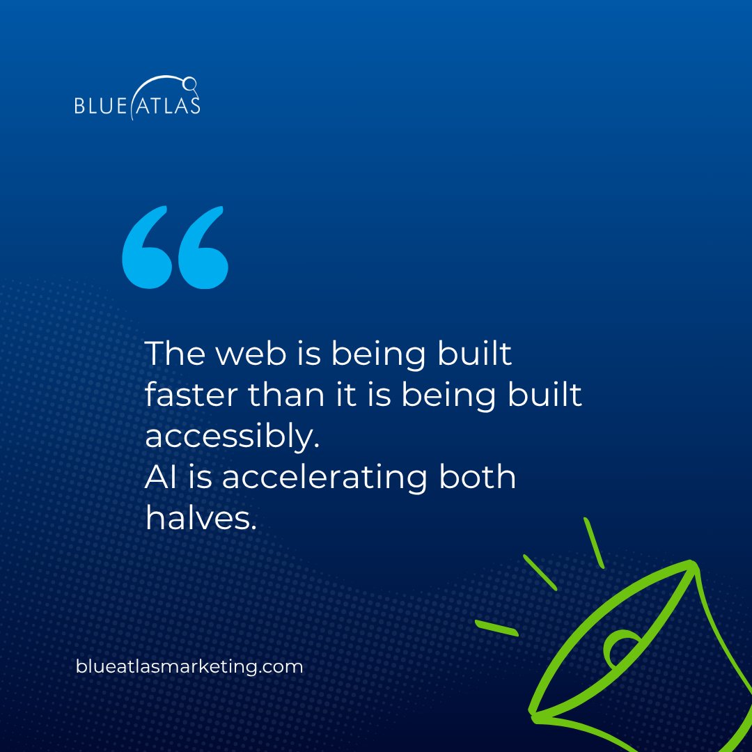 BlueAtlasTweet's tweet photo. While AI is driving rapid web development and innovation, accessibility often takes a backseat. 

It's crucial for developers to prioritize inclusive design practices alongside speed. 

Learn more below.

https://t.co/r6jPmWEsth https://t.co/z2cTKTD0Ik