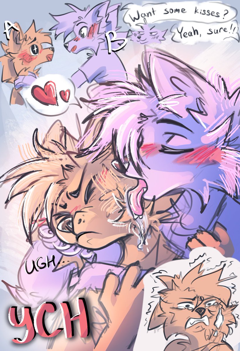 QuRsLL_'s tweet photo. YCH Auction "Aggressive Love" 💋

✨SB: $150 | MB: $10 | AB: $450✨

End of auction - 24 hours after last bid!      
Place your bids in replies to each other!

- Canines, felines, dragons, and similar species! (ask if unsure)   
- You can change the clothing to any other  
- Payment via lavatop or hipolink