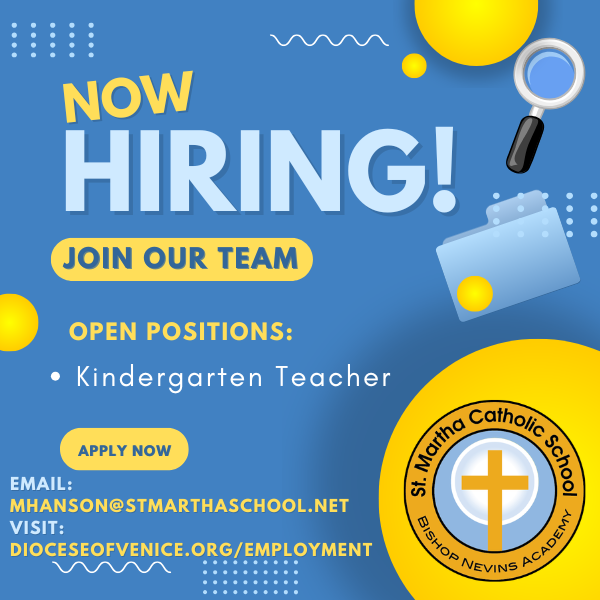 StMarthaCS's tweet photo. Join our team! We have an opening for a Kindergarten Teacher! Visit https://t.co/xsthGacIrt for full details! https://t.co/BrSt23aLZk