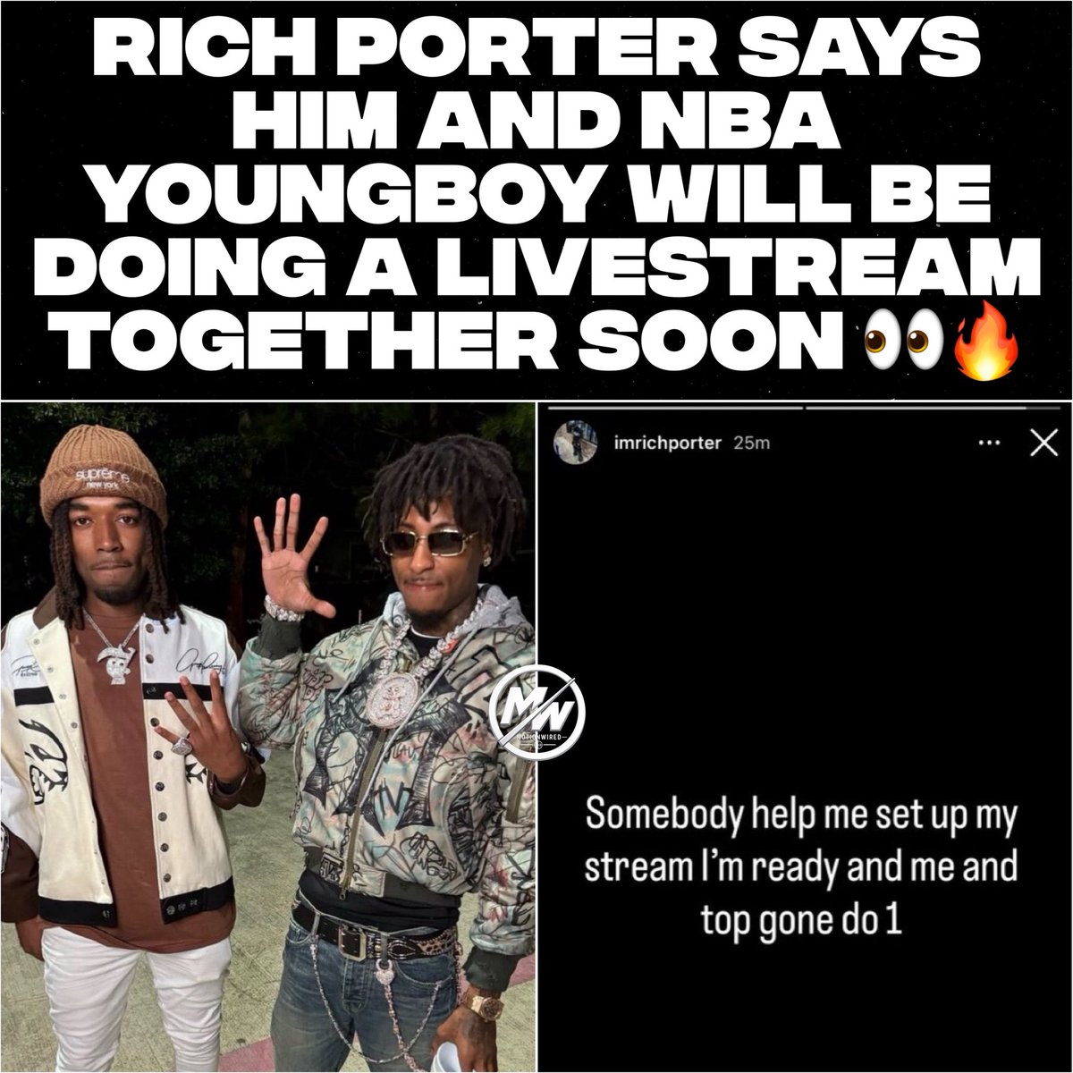 MotionWired's tweet photo. NBA YoungBoy Cameraman Rich Porter Says him and YB will be doing a livestream together soon 👀🔥! https://t.co/PO88sZsdLU