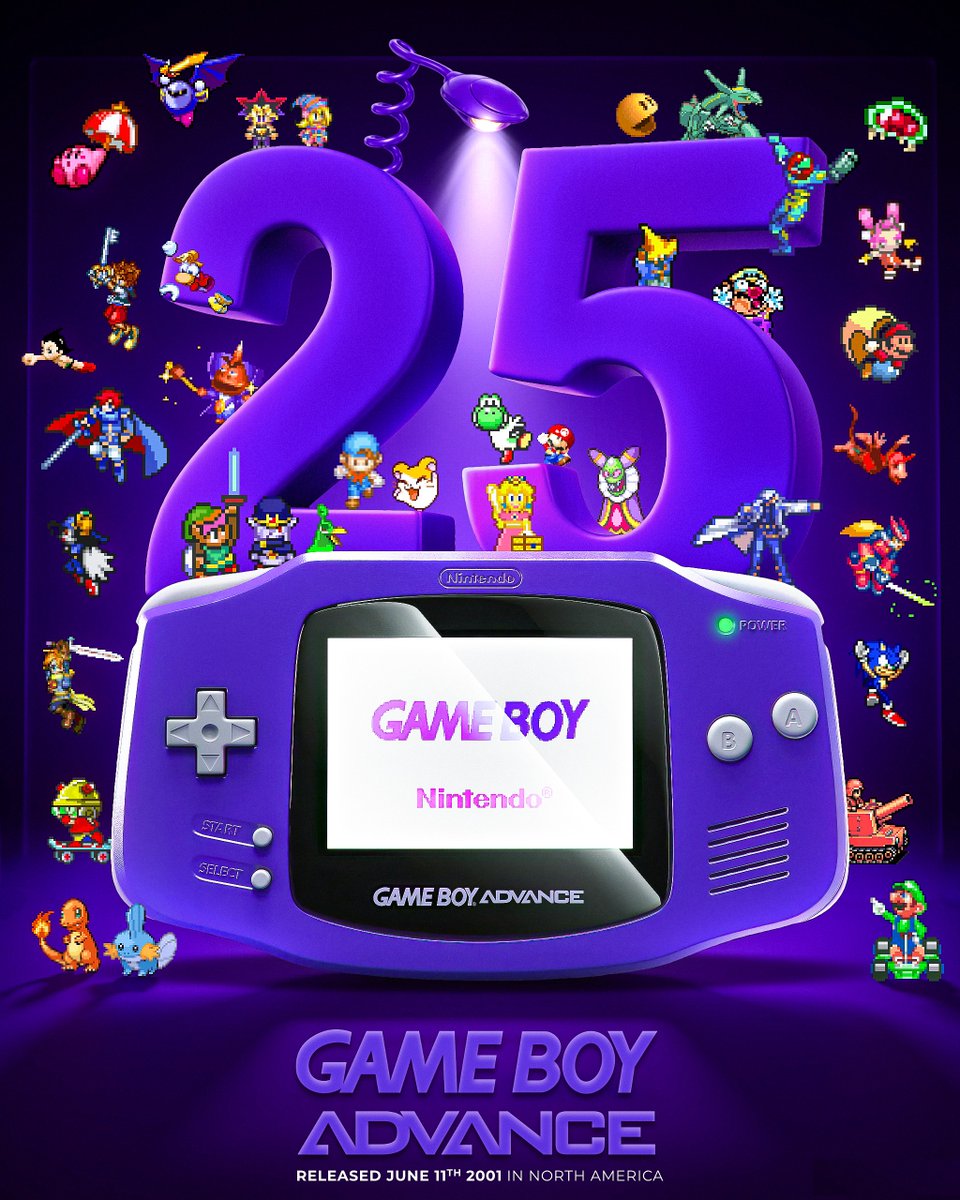 SteamGamesPC's tweet photo. 📅🎮Today is the 25th Anniversary of the GBA!🎮 https://t.co/TJb18cwZiU