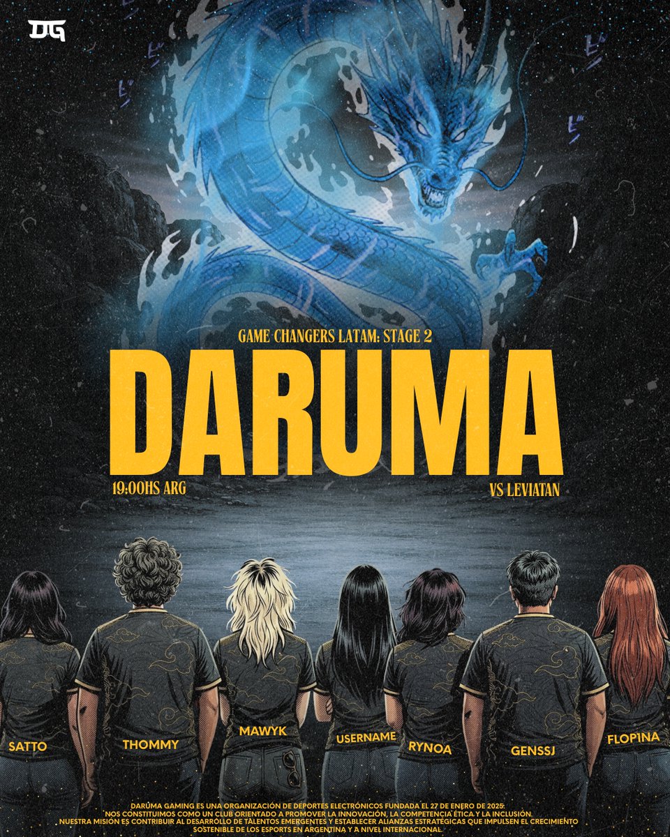 GamingDaruma's tweet photo. NOS VEMOS HOY! 19hs 🇦🇷 En el ultimo partido del STAGE 2, VS @LeviatanGG 
Vengan a hacer el aguante que va a ser un partido increíble 💛
PUEDEN VERLO EN: 
@JD05_t / https://t.co/DMrSleZ50X
@cotideterracota / https://t.co/WPDXdmYukz https://t.co/TSOrknyJz5
