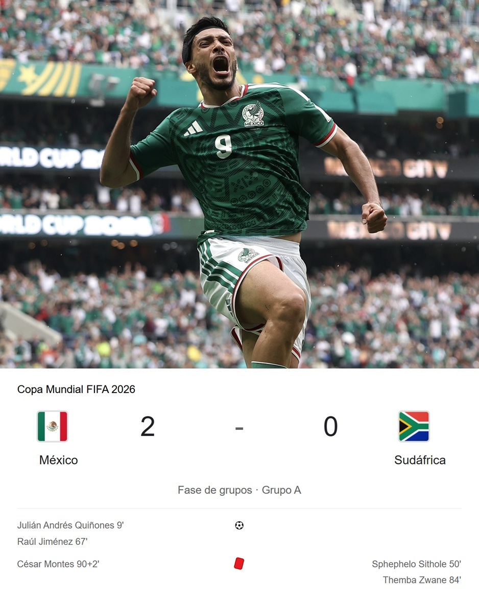 porquetendencia's tweet photo. "México":
Porque derrotó a Sudáfrica en el primer partido de la #CopaMundialFIFA 2026 https://t.co/rKD8kKq64i
