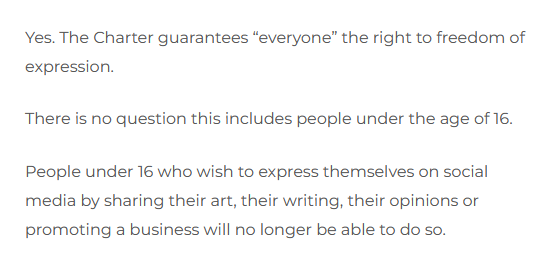 leighbeadon's tweet photo. This is an important point that too many people overlook even when opposing the bill. It's popular to say "of course social media is bad for kids but this has too many additional impacts on adults". But no: kids have rights too. A blanket ban is not so easily justifiable. https://t.co/hXhWepDLF2
