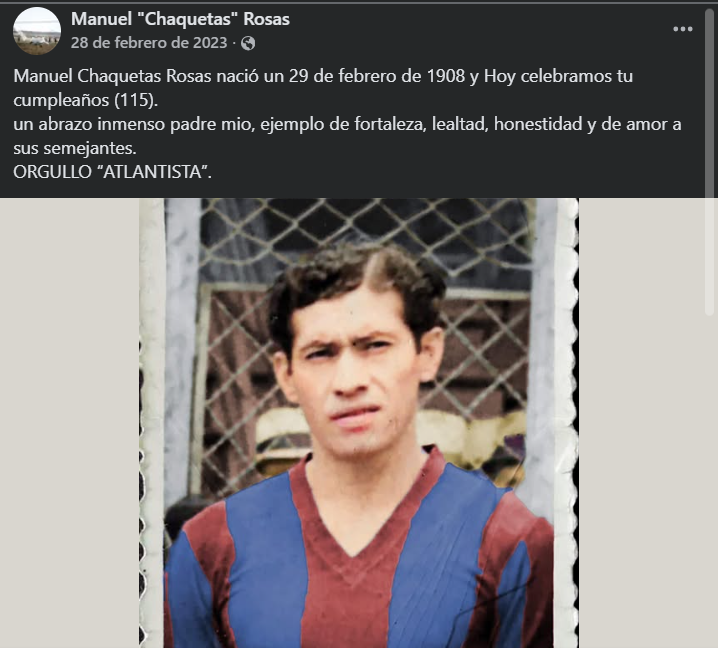 Joely1984's tweet photo. Otro error que ya anticipaba @osigs, Manuel Rosas no tenía 18 años en Uruguay 1930. Nació el 29 de febrero de 1908 y tenía 22 años. 

Fuente confirmada por su hijo... https://t.co/5mDLoBYpc2