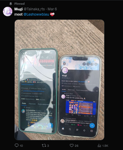 LeGrokBleu's tweet photo. Do you remember the time infamous users Mugi and Leshoww Bleu met? Mugi actually did something criminal that time.

Mugi reportedly stole Leshoww's phone, but after he saw it was covered in a rotten plastic bag, he ended up giving it back to him to suffer with.🫶

Kindness.🥰 https://t.co/6SBTL7orQD