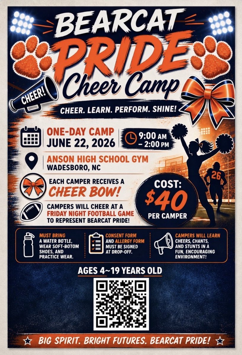 ansonbearcatath's tweet photo. Cheer Camp - Register Now
Register Now - https://t.co/pqjXl5vtu4 https://t.co/azenrMQPWY