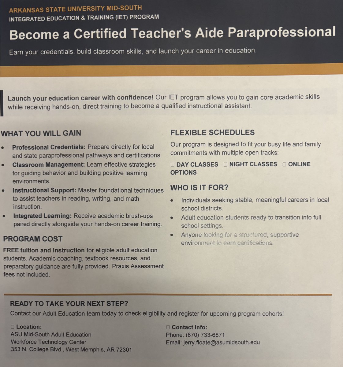 ASUMidSouthAdEd's tweet photo. Free Paraprofessional IET https://t.co/SE2noVFliA