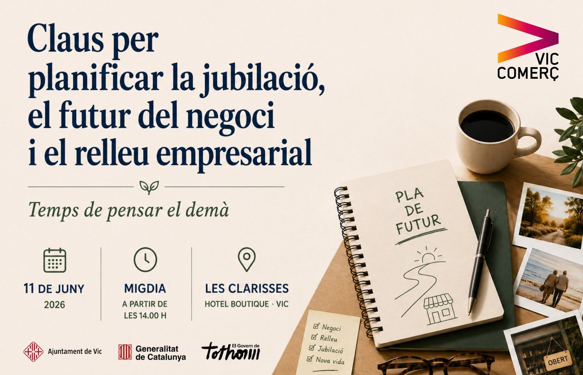 viccomerc's tweet photo. Gran participació en la jornada que hem organitzat sobre la planificació del futur dels negocis. Un espai on hem tractat qüestions clau com el relleu generacional, la fiscalitat, l’economia personal i la gestió emocional. Gràcies a tots els assistents! #vic https://t.co/RQwS1uXw9v