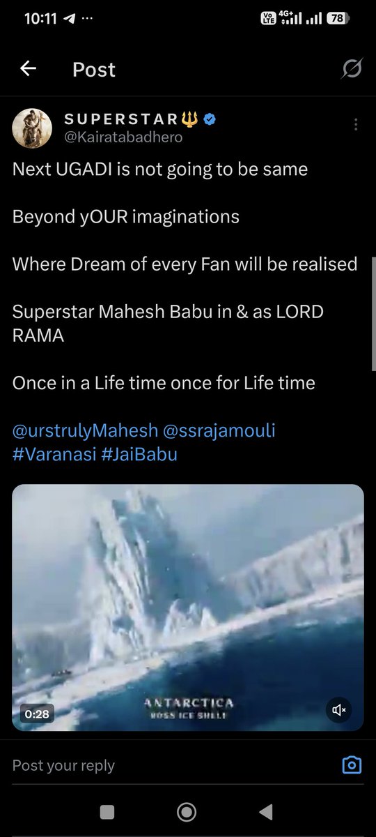 Kairatabadhero's tweet photo. As always said 

Beyond yOUR imaginations 

A new chapter of Indian cinema will be unfolded #Varanasi @urstrulyMahesh @ssrajamouli https://t.co/VBwnqIJ6Dk