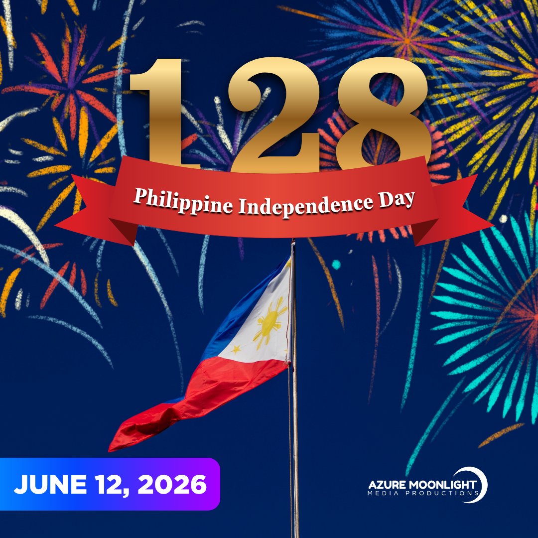AzureMoonProd's tweet photo. In celebration of the 128th anniversary of Philippine Independence, Azure Moonlight Media Productions is proud of our Filipino nation through resilience and stand for unity and freedom.

Maligayang Araw Ng Kalayaan, Pilipinas! https://t.co/VB1nOQjl8H