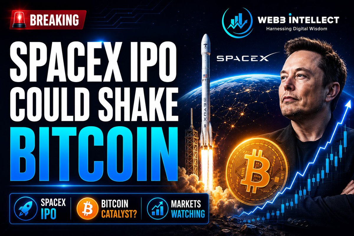 web3_intellect's tweet photo. 🚨 SpaceX goes public on June 12.

One of the biggest IPOs of the decade is about to hit the market.

For Bitcoin, the question is simple:

New liquidity flowing into risk assets...

Or capital rotating out of crypto and into $SPCX?

Markets will soon find out.

#SpaceX #SPCX #Bitcoin #BTC #Crypto