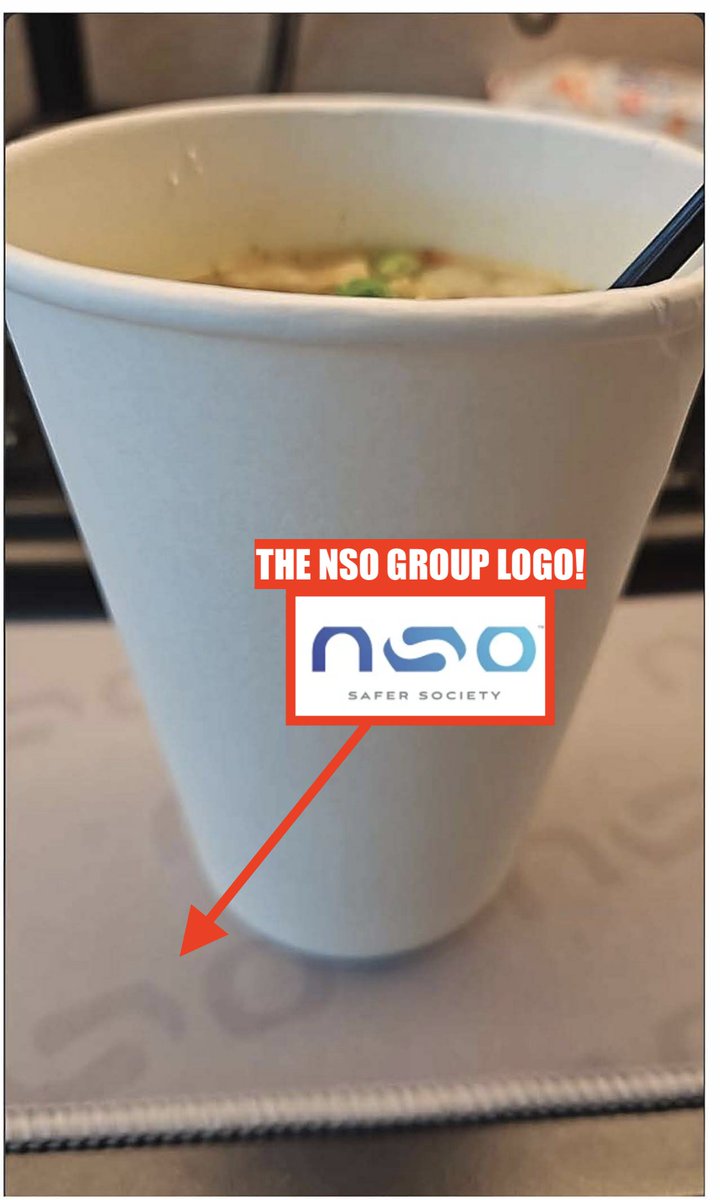 jsrailton's tweet photo. Epic OPSEC fail by NSO Group.

@whatsapp recently caught the notorious spyware company hacking across their platform.  

(NSO is forbidden from doing this by a US court!)

In their testing, NSO was sending a test image of a soup cup...on a desktop mat with the NSO Group logo.

Making it worse, the image was user-reported to WhatsApp.

Cleanest attribution I've seen in a long time.