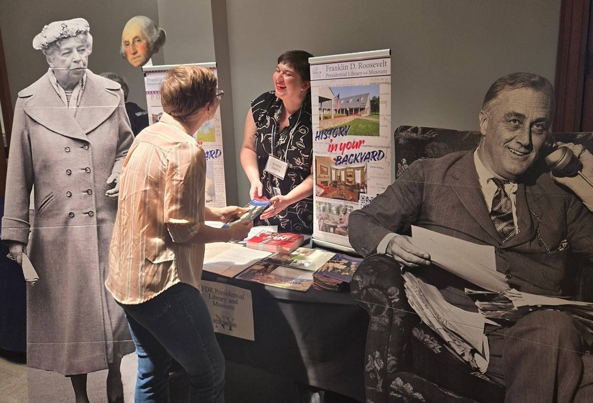 FDRLibrary's tweet photo. You guessed it! We're tabling at the 2026 New York History Conference "New York at 250: The Empire State's Role in U.S. Independence" today and tomorrow @marist. Stop by and say hello. @hrvinstitute @nysmuseum https://t.co/BOzeasSD0L