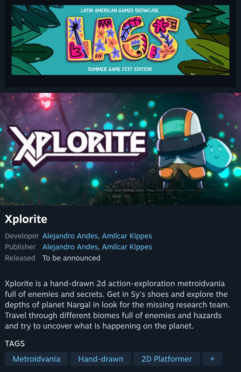 AmilcarKippes's tweet photo. Hey everyone!

@LAGShowcase Steam Event is still live for one more week.

Check out Xplorite and a lot more awesome games from LATAM.

Demo is available on Steam.
https://t.co/I321dC4Hoa

#metroidvania #indiegame #indiedev #lags2026 https://t.co/CT4IOA3PWn