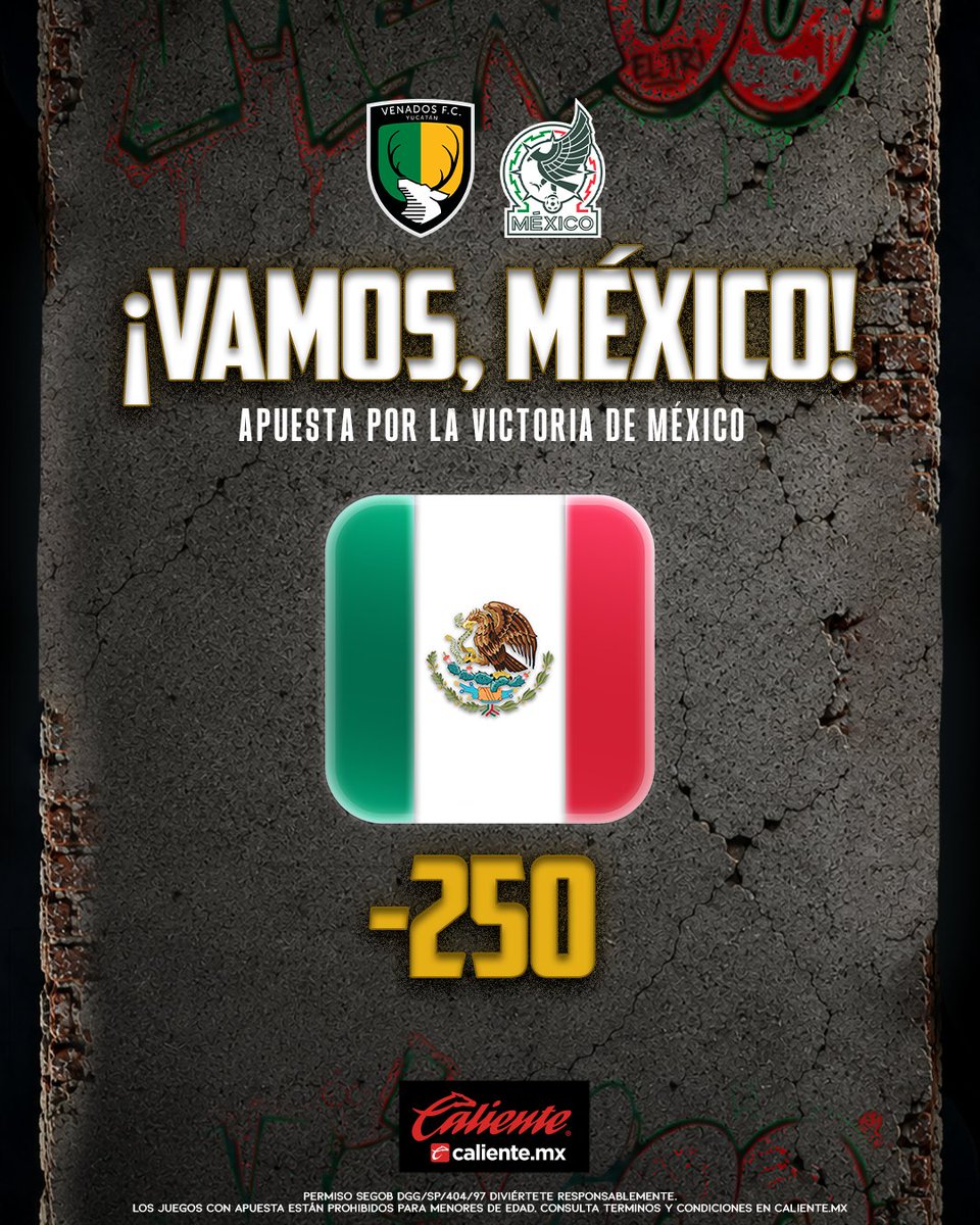 venadosfc's tweet photo. ¡ES MOMENTO DE CREER! 🇲🇽

Lleva la pasión a otro nivel, regístrate en Caliente Sports, métele a la victoria de México y apoya con todo a la selección. ✅

📲 Apuesta aquí: https://t.co/veWKF2wgwt

#MásAcciónMásDiversión #BienvenidosAlJuego https://t.co/k8lej6fZCv