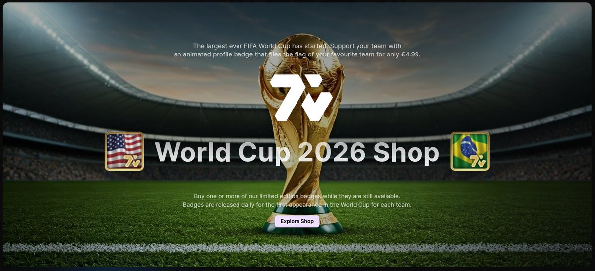 7TVapp's tweet photo. 7TV world cup event is live! Check out the site out every day for new flags based on world cup matches. We have a pop up shop :D https://t.co/QI6t89Qc2x