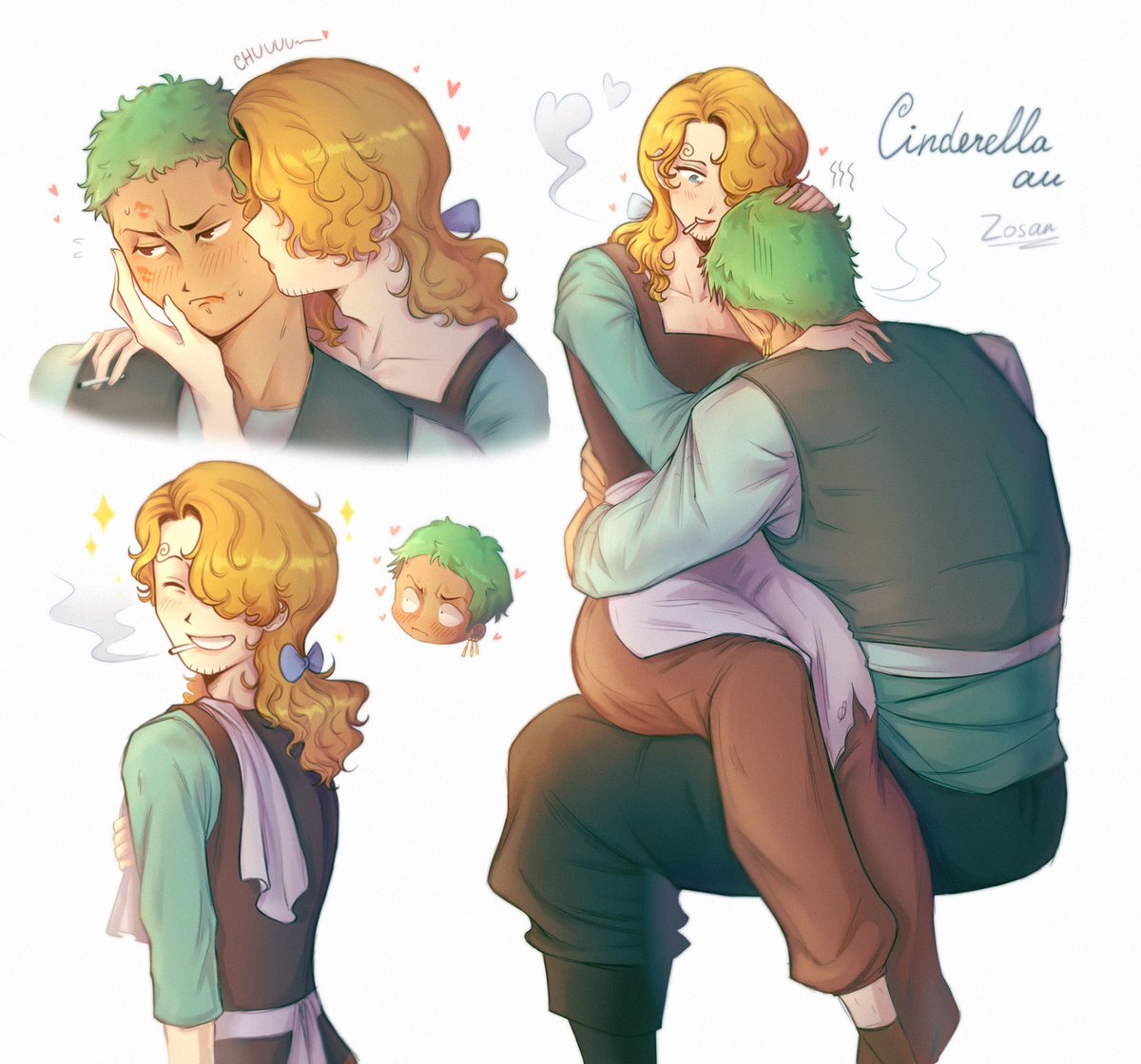 shket1t's tweet photo. I rly liked these designs so I couldn't resist drawing them!! 
cuties🥹 
#zosan #CinderellaZosan #onepiece https://t.co/g0Mii7TZ9t