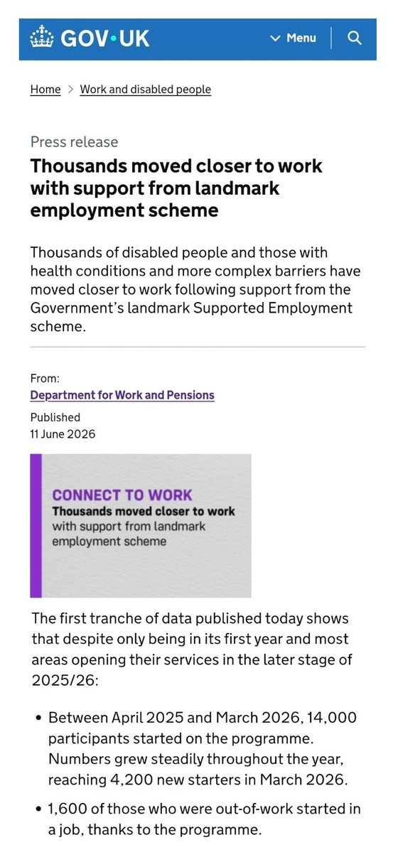 LurgeeLife's tweet photo. 1st set of 'real world' data on DWP 'Employment Support' for those too ill/disabled to work shows it's predictably failing

Just 1,600 out of 14,000 have "started in a job"

11.4%: exactly as predicted

Remember 8% find work on their own so it's actually only a 3% impact not 11% https://t.co/6syUdWNYbB