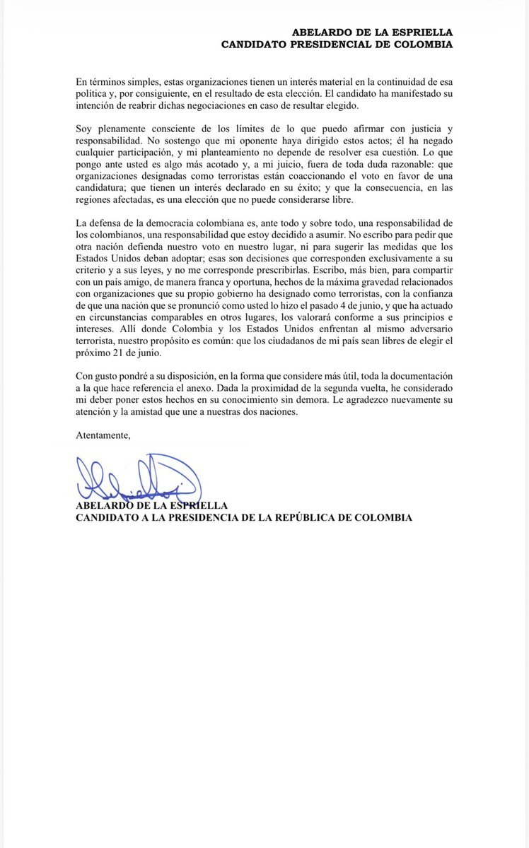 Jeshus_f7's tweet photo. 🔴 Entonces Silenciosamente, sin ánimo de llamar la atención, Abelardo De La Espriella fue a Estados Unidos a denunciar al narcoguerriller0 Iván Cepeda ante la justicia de ese país y ahora el aplastado y desesperado Iván Cepeda sale con bombos y platillos a 😭
#FirmesPorLaPatría https://t.co/KnpZa3sRGI