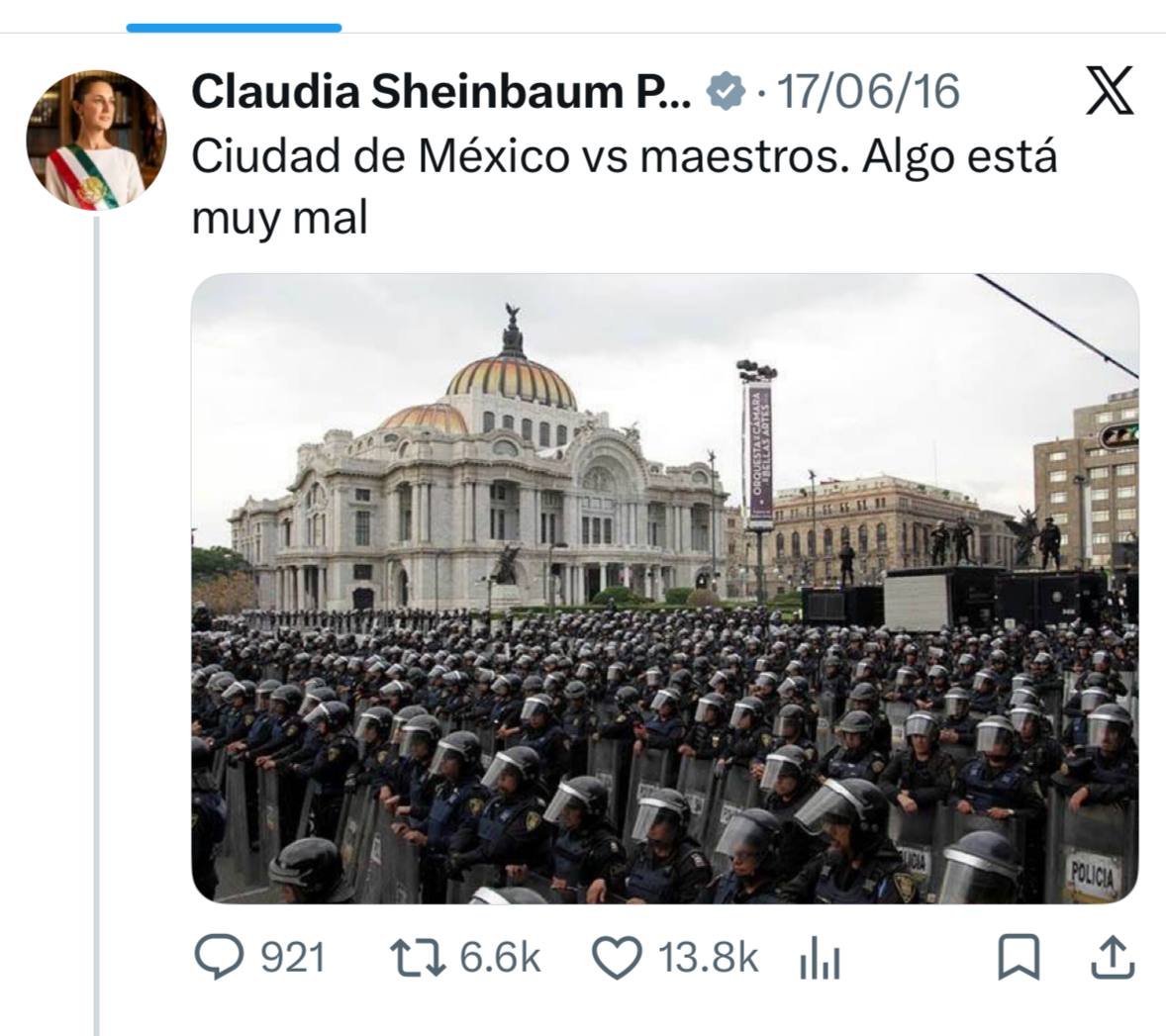BrenCr901's tweet photo. 🔴🔴CLAUDIA SHEINBAUM ANTES DE SER PRESIDENTA ‼️‼️

Como para la #inauguración del #mundial  le parece de rutina bloquearle el paso a las madres buscadoras y al CNTE.

Como Shakira, se hace la ciega, sorda y muda. https://t.co/45HV4gSN3s