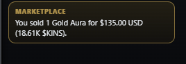 Samlesspaul's tweet photo. just got GOLD AURA from free spins and sold for 135$ @PlayKintara https://t.co/KLxKvUeX0P