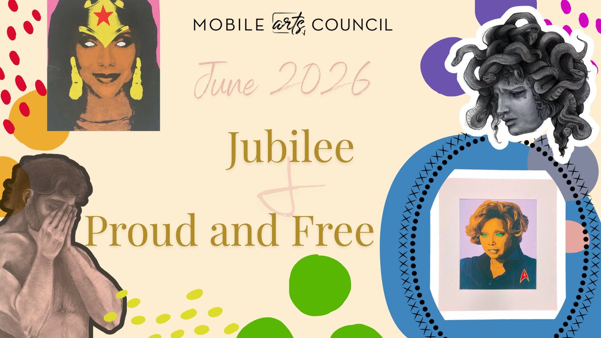 MobileArts's tweet photo. Join us for the opening receptions of Jubilee and Proud &amp; Free on Friday, June 12th from 6:00 p.m. to 9:00 p.m. during ArtWalk at the MAC Gallery, Room 1927, 6 S. Joachim Street in downtown Mobile. https://t.co/7q7oqyU7vF