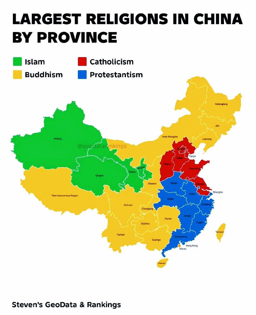 vlb091's tweet photo. 🛐🇨🇳 Крупнейшие религии в Китае по провинциям: https://t.co/1jJ2yWWs7A