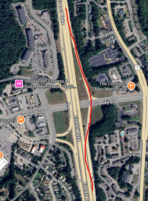 Sirhc978's tweet photo. @waze The redline is the route it will plot if you travel north on the Everett Turnpike.  You can tell which drivers are following Waze at the stoplight. https://t.co/TEzDS9bC2d