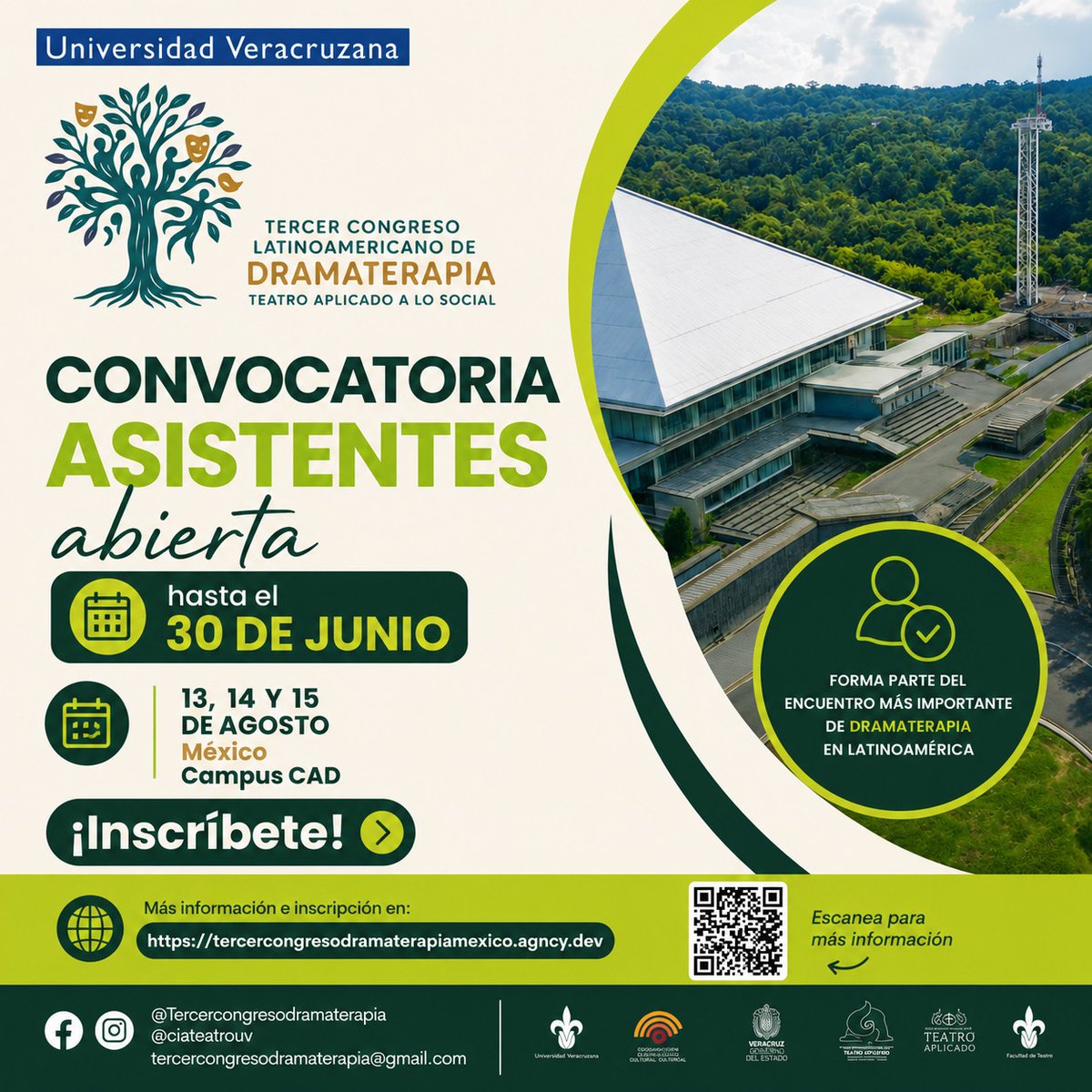 ciateatrouv's tweet photo. 🎭✨ El teatro también transforma comunidades
La convocatoria para asistentes del Tercer Congreso Latinoamericano de Dramaterapia continúa abierta.

📍 Xalapa, Veracruz — Campus CAD
📅 13, 14 y 15 de agosto de 2026 https://t.co/RySxLmUJw3