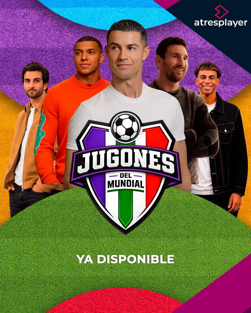 atresplayerint's tweet photo. ⚽️ Hoy comienza el #Mundial2026 y en #atresplayer hemos reunido nuestro mejor contenido futbolístico 

🗣️ Entrevistas exclusivas con grandes figuras como @Cristiano, Messi, @KMbappe y muchos más 

🌎 Disfruta del especial #JugonesDelMundial  ▶️ https://t.co/UUFYSAvI4f https://t.co/kTiPAk1OS6
