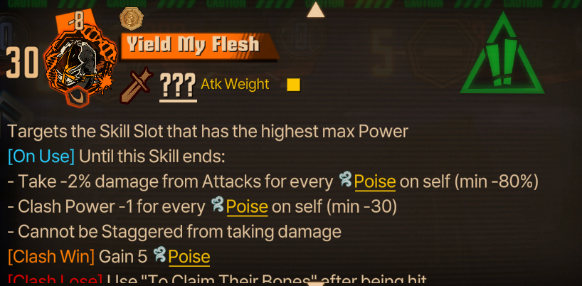 EquixHimself's tweet photo. @RottenComputers actually its just a mix of the condition for him to use yield my flesh and the special targeting for yield my flesh, because kim will only ever gain 6 poise from his skills (and 8 from his passive for 14 per turn) it just sorta lines up and makes him try and YMF the Kill Everyone https://t.co/3wxIiDMb0r
