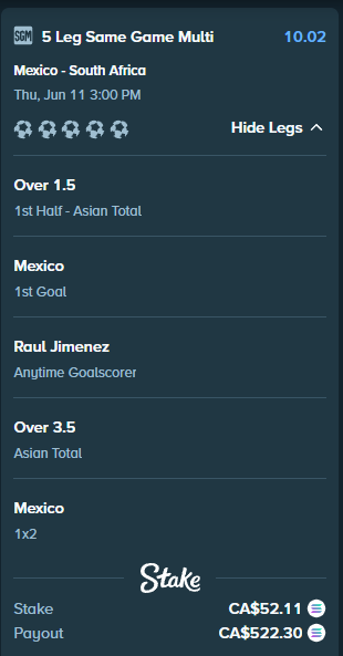 GambitStill's tweet photo. Comment your Stake World Cup bets and I will BOOST your payout if you win! Bonus if you are under my code!

Here's one of mine for today! 

Let's see yours. https://t.co/z8Uof9yivn