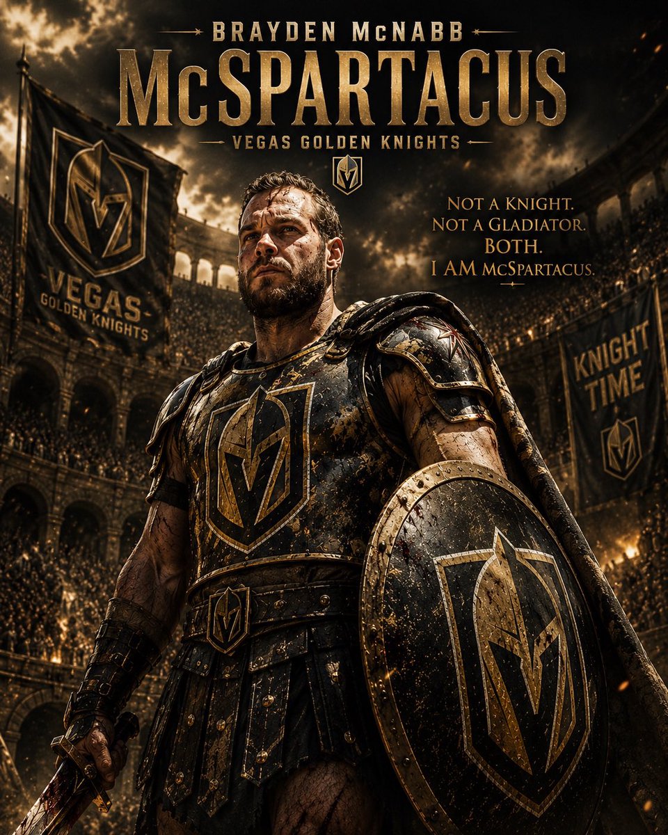 DonnellSablan's tweet photo. @emilymkaplan @espn Gladiator.  

McSapartacus.  GO Knights Go! 🚨⚔️🦩 

#ForgedInGold  #VegasBorn https://t.co/7XVbhvnvYg