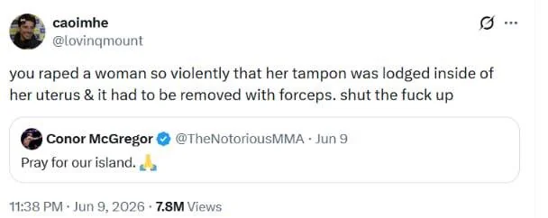 YourAnonNews's tweet photo. Why is that piece of shit Conor McGregor free? https://t.co/JE0a62fZpP