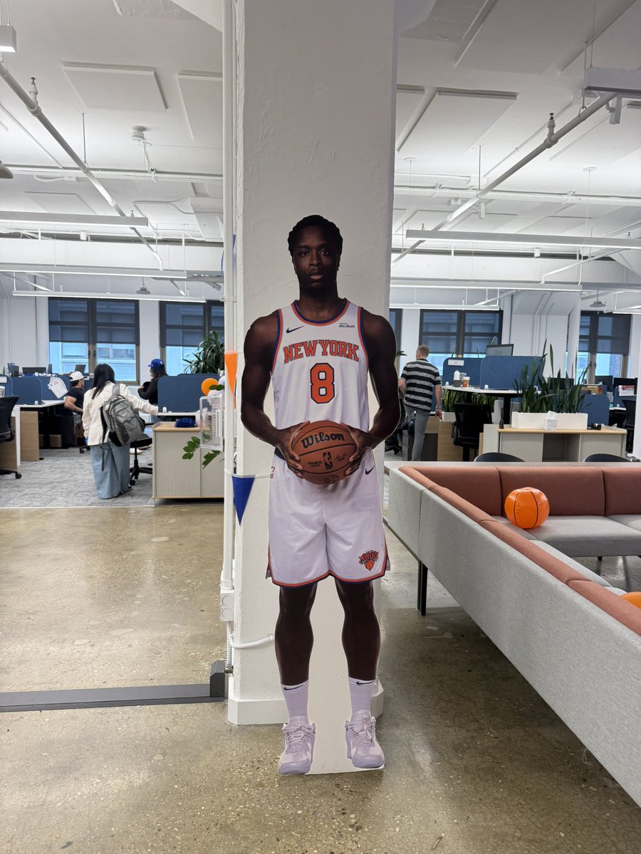 ESPNNewYork's tweet photo. After last night’s game-winner, we figured OG Anunoby earned a permanent spot in the @ESPNNewYork office. https://t.co/0L03sQEOxY