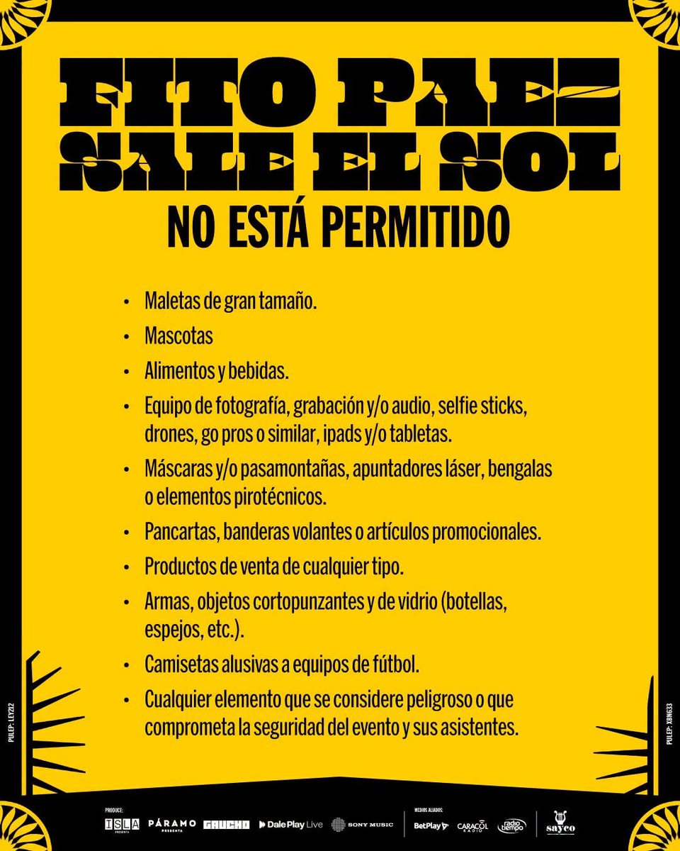PogotaConcerts's tweet photo. Mañana
El regreso de Fito Páez a Bogotá
Horarios y recomendaciones
También se venderá merch oficial
Boletería en : https://t.co/XhhzEUuKyN
Otro evento @paramo_presenta
#Comparte #Apoya https://t.co/Uh8RuCChrh