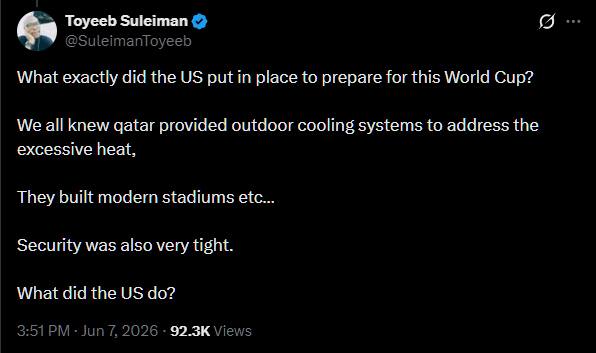 JeffDLowe's tweet photo. It's 90° in Florida and European countries are acting like crimes are being committed against them. The heat is going to be funniest subplot of this World Cup. https://t.co/J6ZlPU8m8k