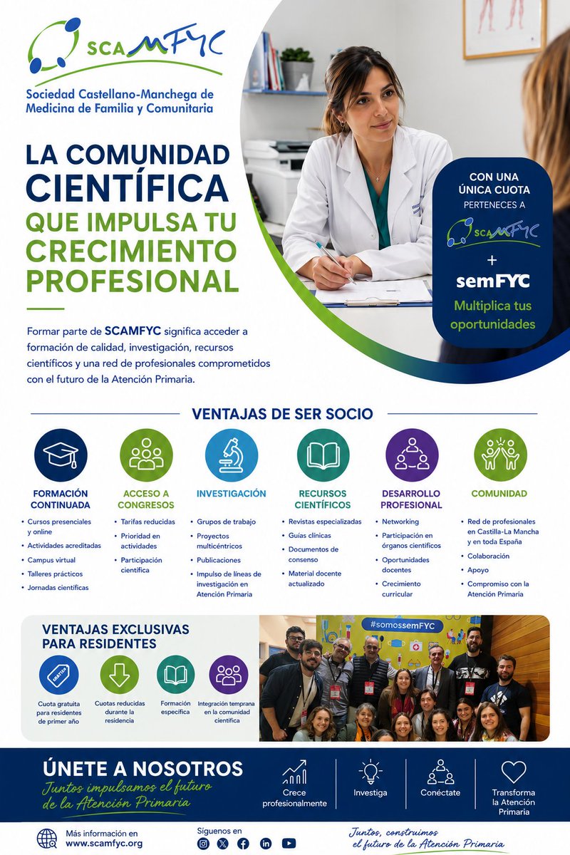 SCAMFYC's tweet photo. La Atención Primaria necesita profesionales formados, conectados y comprometidos.
En SCAMFYC encontrarás:
📚 Formación de calidad
🔬 Investigación
👥 Red profesional
🏛️ Participación científica
Únete¡¡¡
#SCAMFYC #AtenciónPrimaria #MedicinaDeFamilia #semFYC #SomosAtenciónPrimaria https://t.co/cmHsDzXrwB