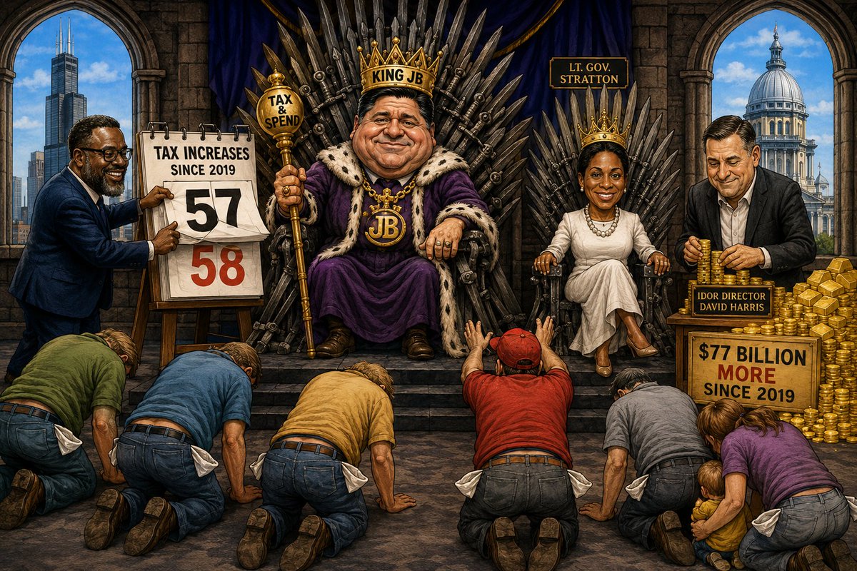 BrianCostin's tweet photo. 8 years as Governor of Illinois. King JB has NEVER passed a budget without tax hikes. 

57 tax hikes since 2019, collecting $77B billion more from Illinois taxpayers. With more tax hikes on the way July 1st. https://t.co/EebyXgR5rQ