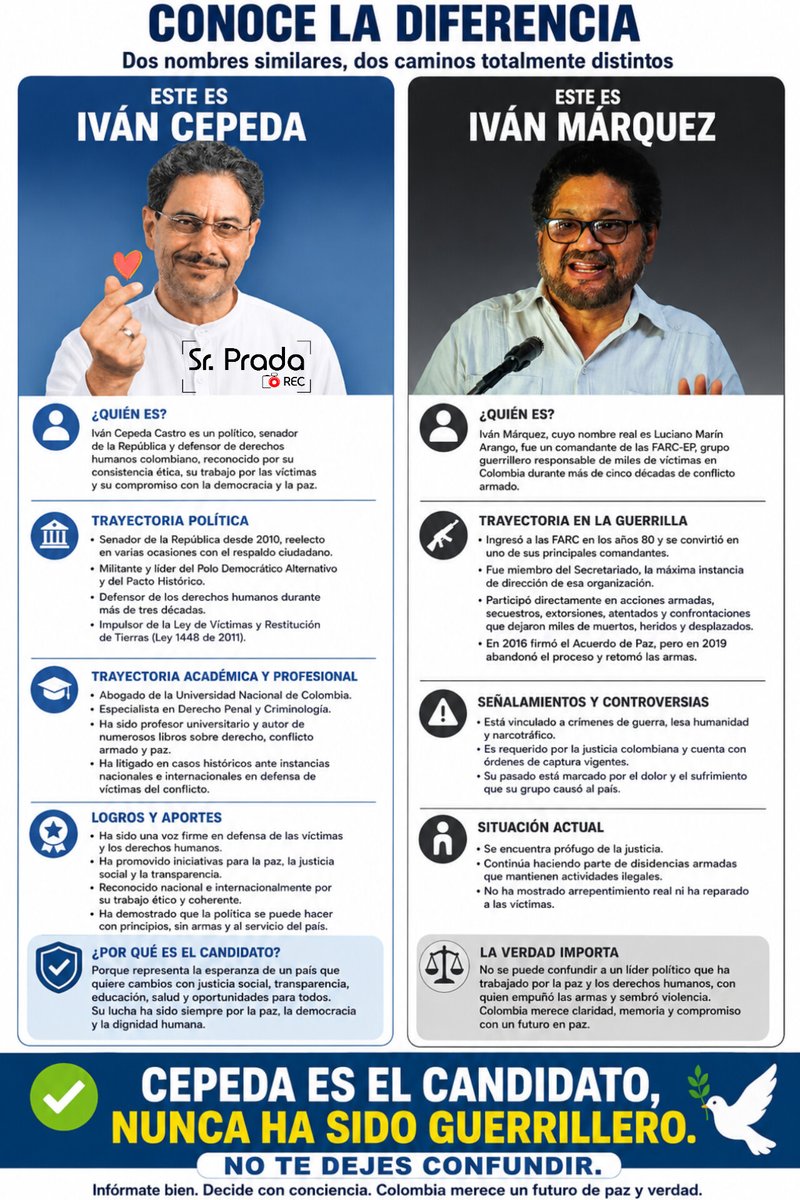 SrPrada_'s tweet photo. @JaimeRomeroL @AcaOskar Me encontré con alguien que juraba que Iván Cepeda fue comandante de las FARC. 
Entendí que a veces no es ignorancia sino confusión y desinformación.

Compártela y ayudemos a vencer la desinformación. https://t.co/JdbVG2w5T6