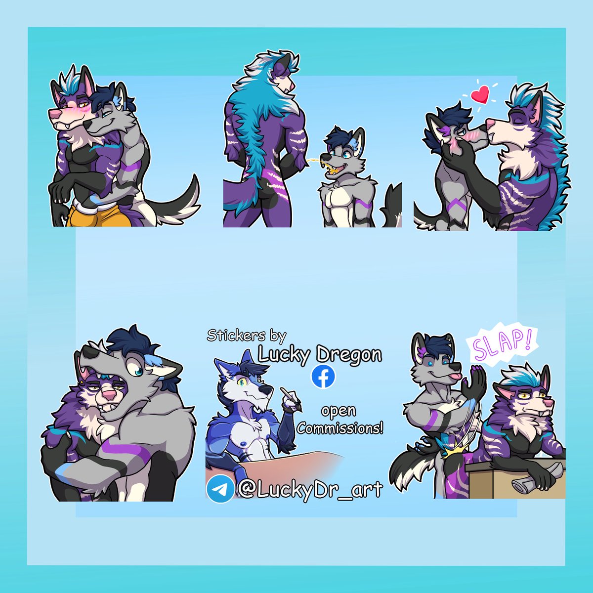 DregonLucky's tweet photo. Another sticker pack for @CynderChimes  🐺💜
 OPEN COMMISSIONS!

Telegram pack: https://t.co/MQk2MtUa9O https://t.co/8kfB6OnFMp
