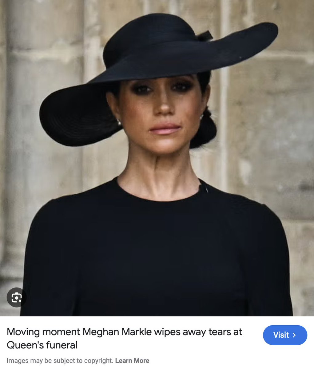 GoFakeYourselfM's tweet photo. She carried in her gloves, put them on after the service, stood next to people that paps wanted to photograph, the smudge was visible, then she wiped her left eye with the smudged finger....and *voila* she got the photo of her dreams.

IDK why she wanted a photo looking like a heartless, soulless, crass, disgusting human being...but she did! Only the tabloids she pays were *moved* by it.