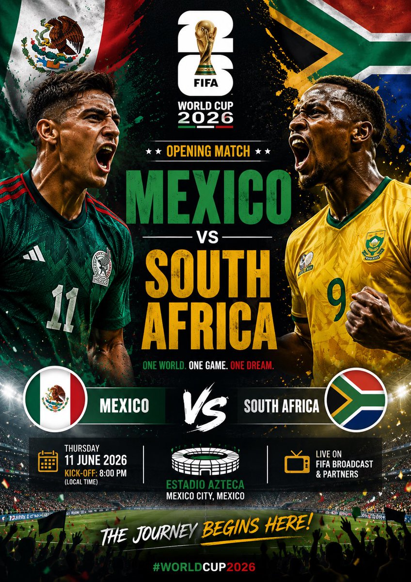 GoalKingdomhq's tweet photo. #FIFAWorldCup #WorldCup2026 #Mexico #SouthAfrica #MEXvRSA #Football #Soccer #OpeningMatch #MatchDay #FootballFans #WorldCupKickoff #GameOn #RoadToGlory #GoalTime #Sports https://t.co/unKZS8N9tw