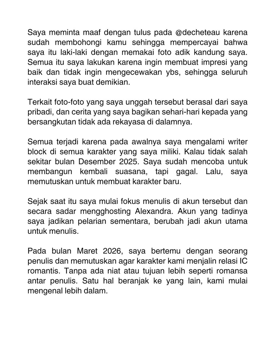 rampaikasih's tweet photo. Selamat malam semuanya, saya orang di balik akun @monseure dan @rampaikasih, ingin mengakui kegaduhan yang sedang terjadi. https://t.co/bdEynAUBFv