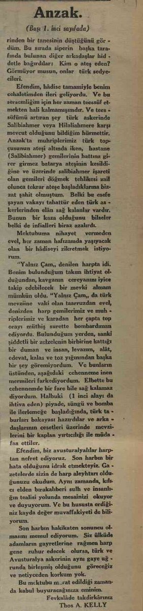 reaya_oglu's tweet photo. ANZAC birlikleriyle Çanakkale'de savaşmış bir Avustralyalı askerin M.Kemal Paşa'ya gönderdiği mektup.. mektubun Hakimiyet-i Milliye gazetesinden alınarak İngilizceye çevrilmiş ve Avustralya arşivlerinde bulunan bir sureti. Büyük Gazi'nin düşman askerleri arasında dahi nasıl bir saygı uyandırdığının açık bir göstergesidir bu..