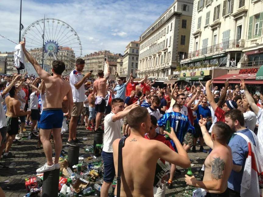 Shprygin's tweet photo. Today is exactly 10 years since the events in Marseille at EURO’2016, when 200 Russian fans heroically took on a 10-fold superior crowd of drunken English hooligans, and ultimately managed to drive them away! 

https://t.co/WvPjTzSNrA https://t.co/Xs8elAXpWC
